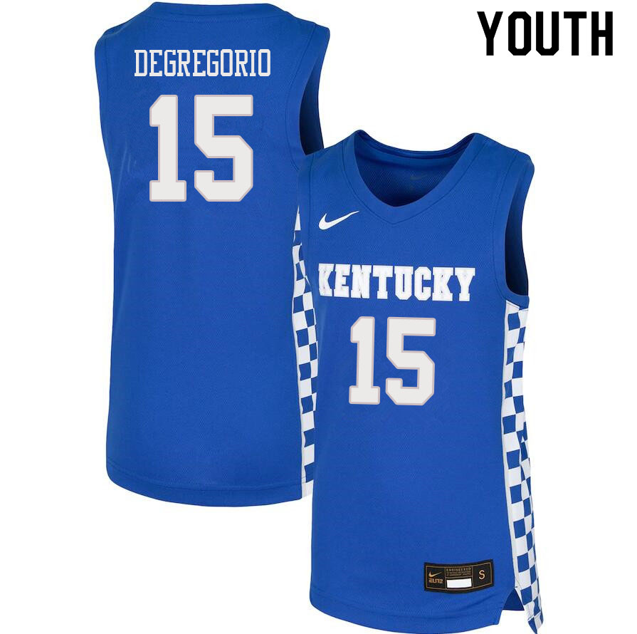 Youth #15 Isaac DeGregorio Kentucky Wildcats College Basketball Jerseys Sale-Blue